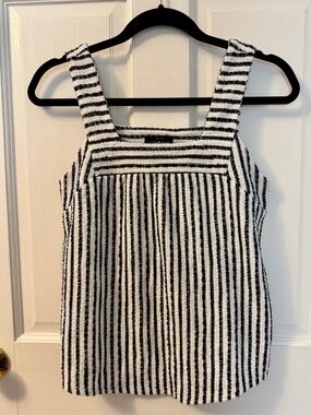 Lucky Brand Women’s Cotton Blend Black and White Striped Tank Top, Size XS